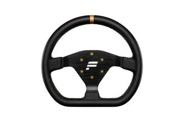 Fanatec Podium R300 Kranz aus Leder mit goldenen Nähten und eloxierter Aluminiumstruktur