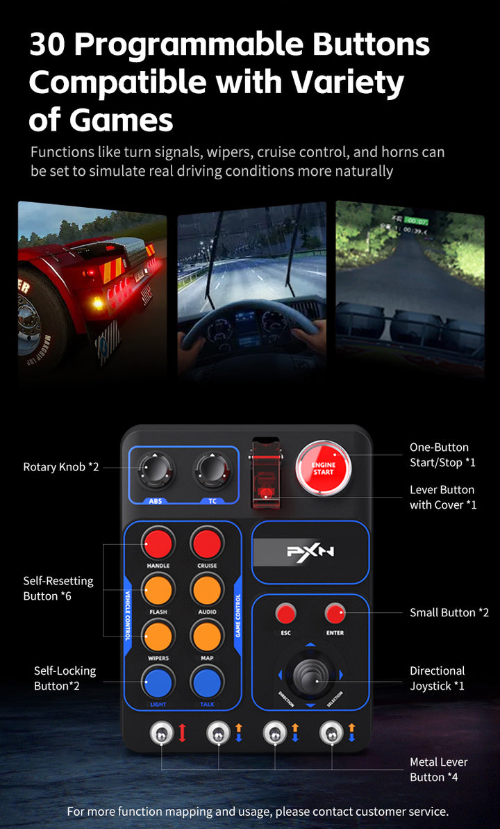PXN CB1 | Sim Racing Button Box 30 RGB Buttons | Simufy