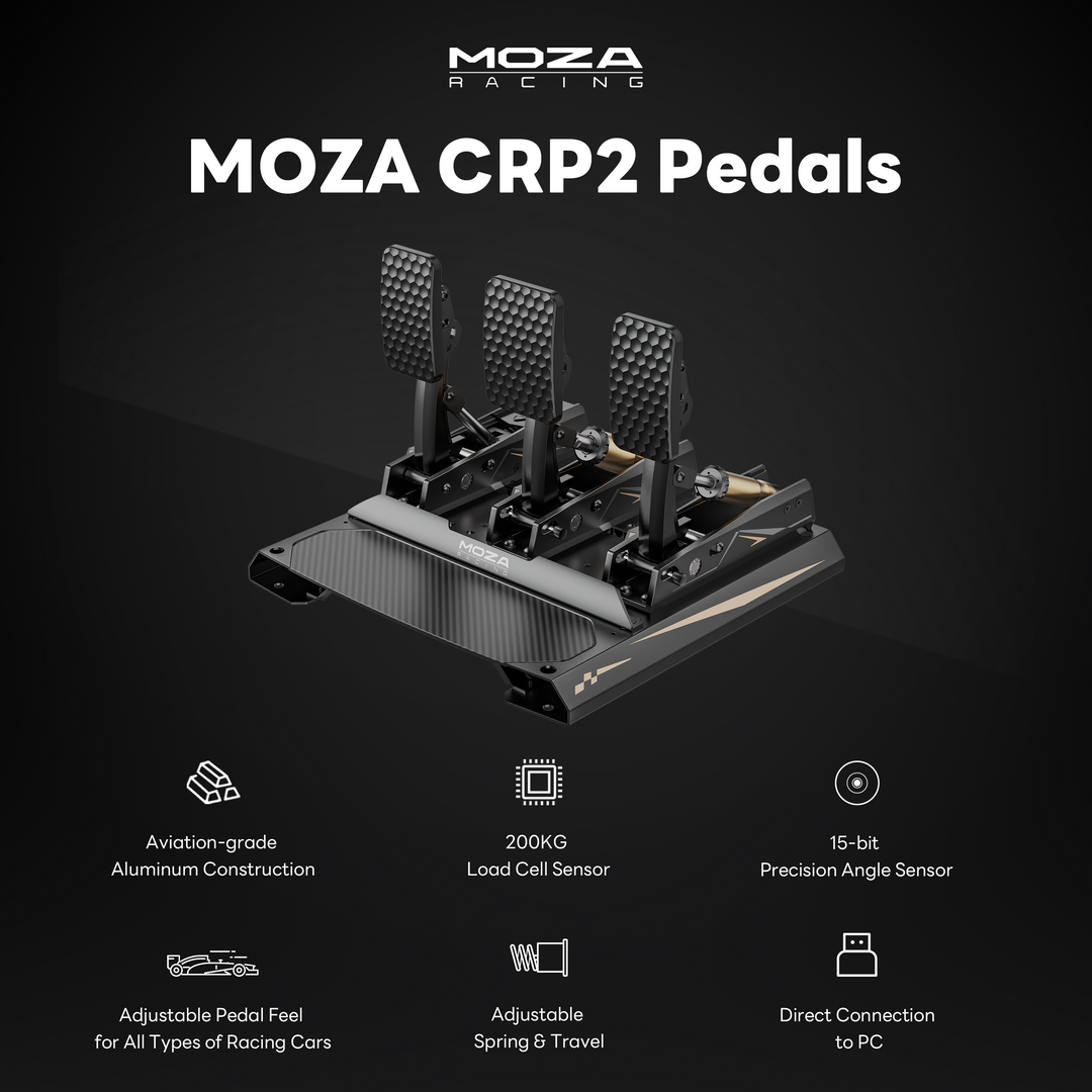 MOZA CRP2 | 200 kg Load Cell Sim Racing Pedals