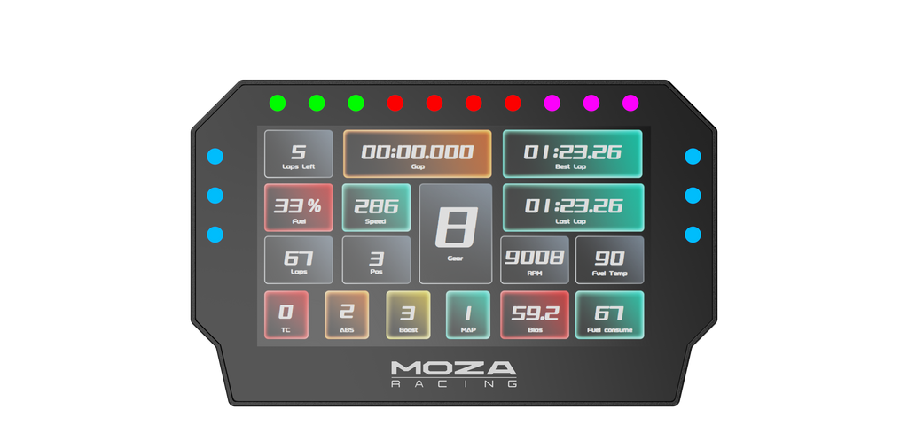 Dashboard CM2 MOZA con pantalla táctil HD y LEDs RGB