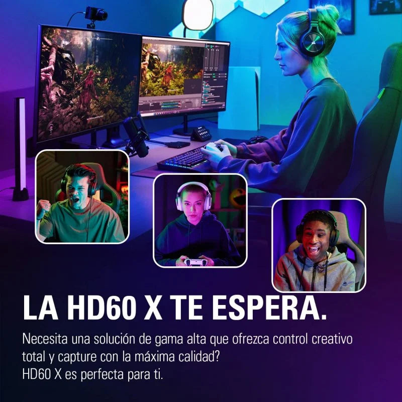 Placa de captura de vídeo externa Elgato HD60 X com latência ultrabaixa