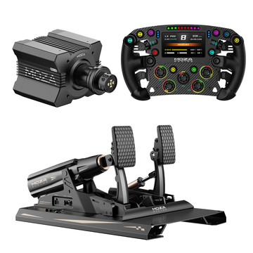 MOZA R12 V2 bundle with 12 Nm direct drive wheelbase, FSR2 formula wheel and mBooster Active Pedal set