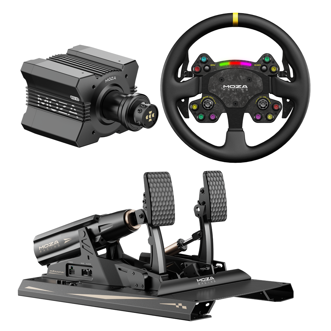 MOZA R12 V2ステアリング SR-Pペダル　シートセット MOZA R12 CS Bundle – Direct Drive Racing Wheel & CS V2P | USA