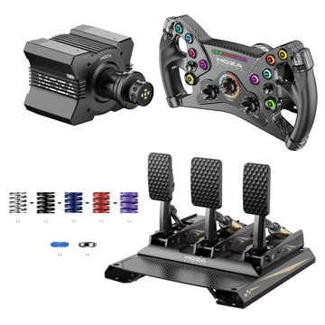 MOZA R9 V3 bundle with 9 Nm direct drive wheelbase, KS wheel and CRP2 three-pedal set with kit