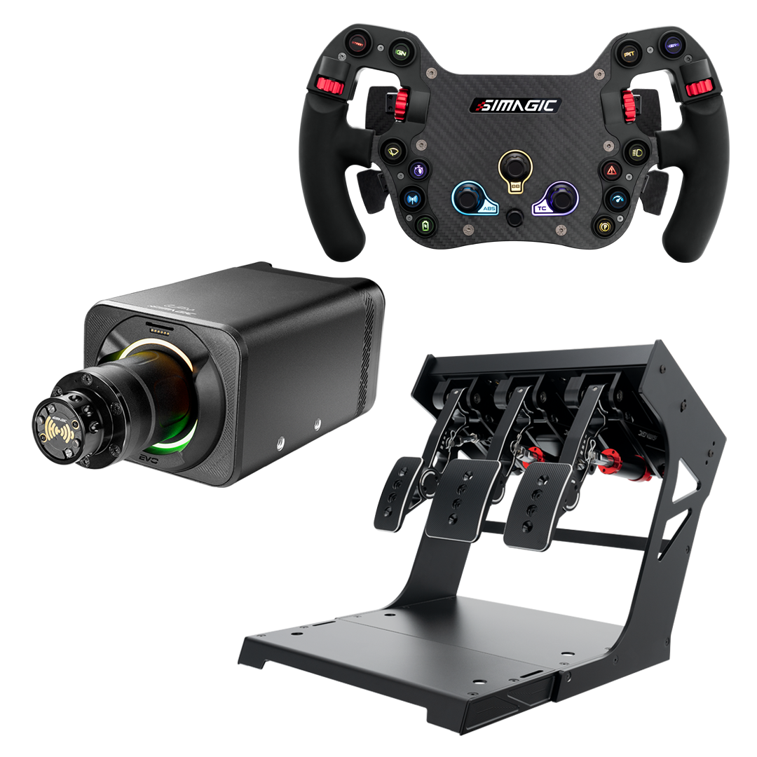 SIMAGIC Alpha EVO Pro Bundle: Direct Drive 18 Nm + Wheel + Pedals