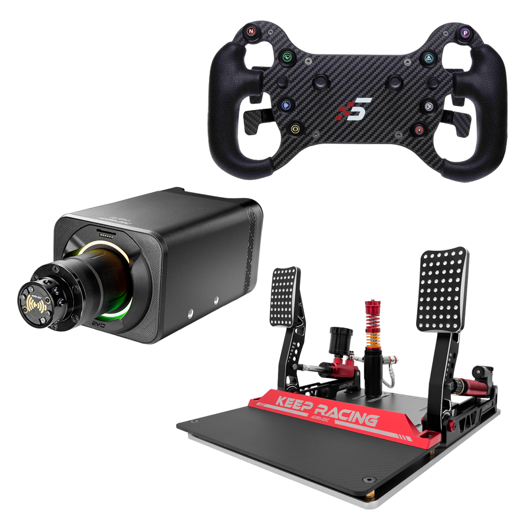 Pack SIMAGIC Alpha EVO Pro: Direct Drive 18 Nm + Volante + Pedales