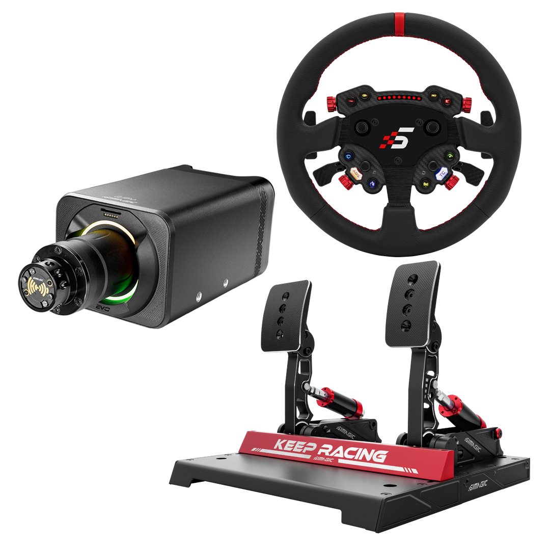 Pack SIMAGIC Alpha EVO Pro: Direct Drive 18 Nm + Volante + Pedales