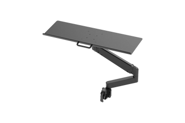 Fanatec ClubSport GT Keyboard Tray mounted on the ClubSport GT Cockpit with articulating arm