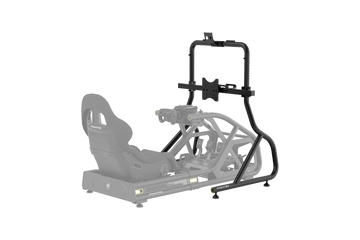 Fanatec GT Cockpit Monitor Stand with a large screen in front of the ClubSport GT Cockpit