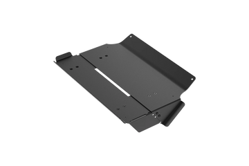 Fanatec GT Cockpit PC Tray in steel with a PC raised on the ClubSport GT Cockpit