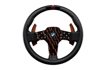 Fanatec CSL BMW wheel with official BMW graphic, front view