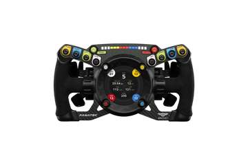 Fanatec Podium Bentley GT3 wheel with a carbon fibre front and green weave