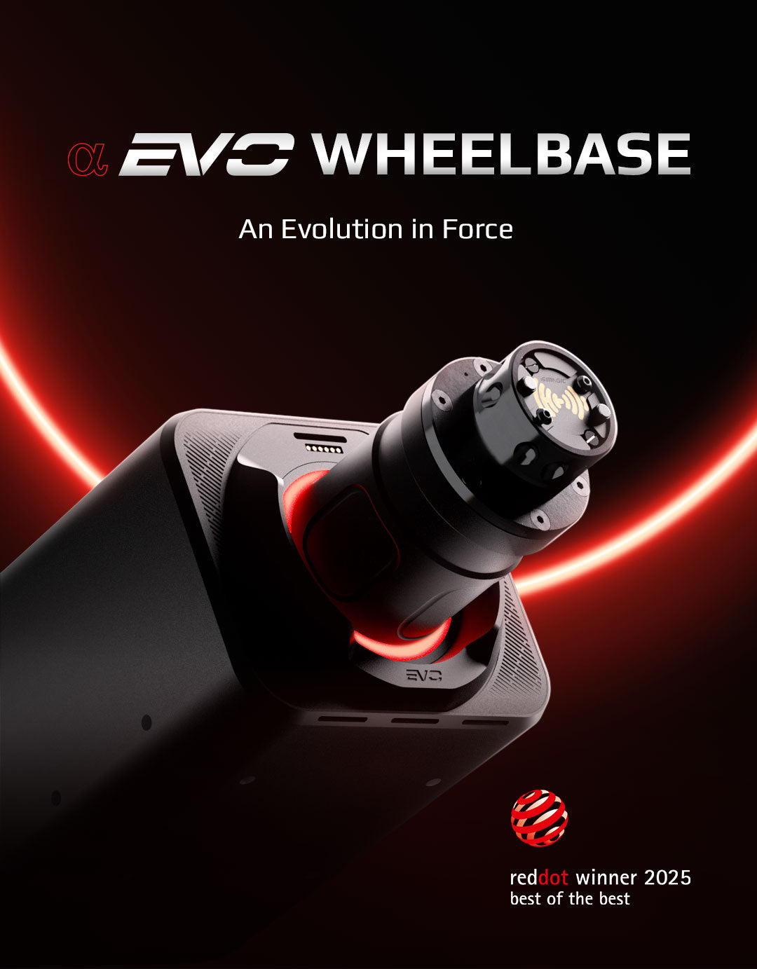 Simagic Alpha EVO Sport 9 Nm base Direct Drive vista de tres cuartos