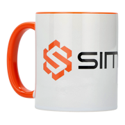 Taza Oficial Simufy Cerámica 330 ml – Blanco/Naranja